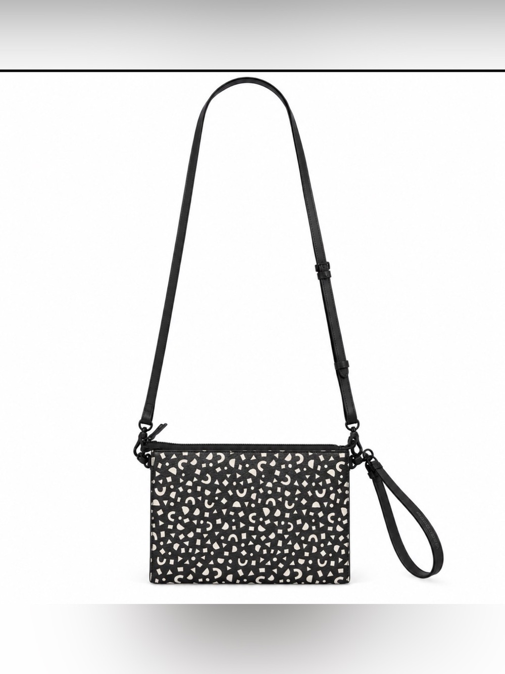 Dagne Dover Black & White Printed Crossbody Clutch Wristlet